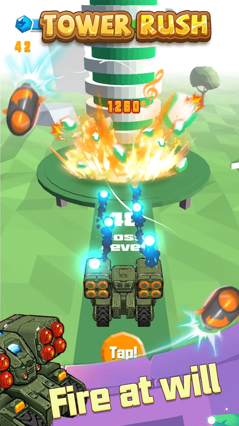 Tower Rush level with energy cubes and monsters